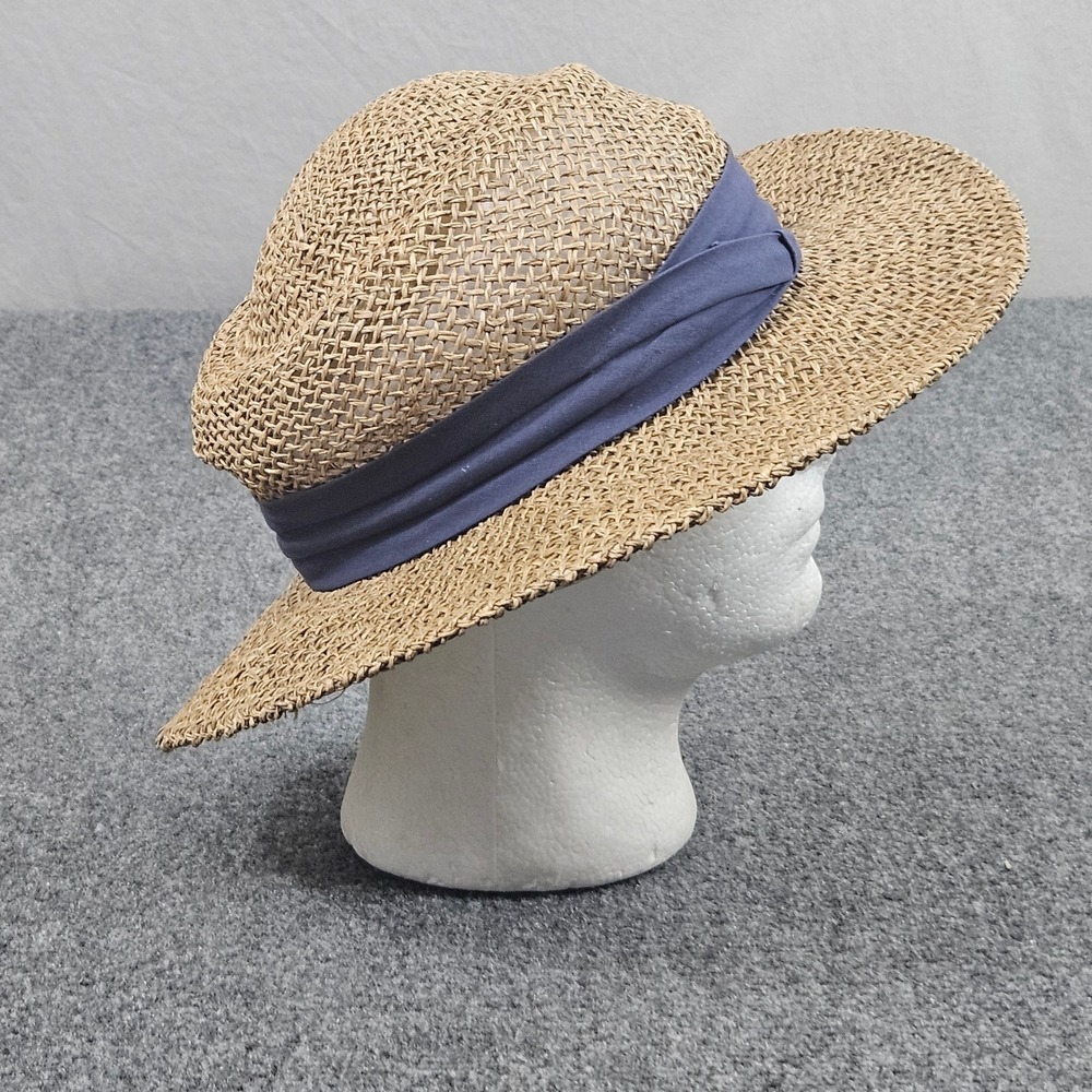 Turner Hats Wide Brim Sun Hat L XL Packable Straw Blue Band Resort Beach Coastal - Picture 4 of 7